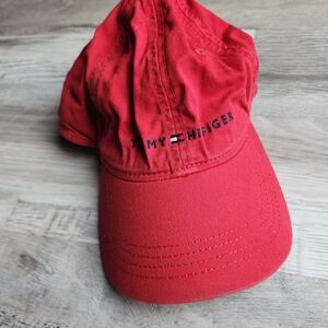 Tommy Hilfiger Red Baseball Cap Hat Adjustable Classic Logo